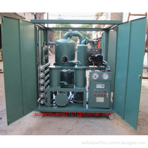 Transformer oil purificatoin enclosed in cabinet for outside use